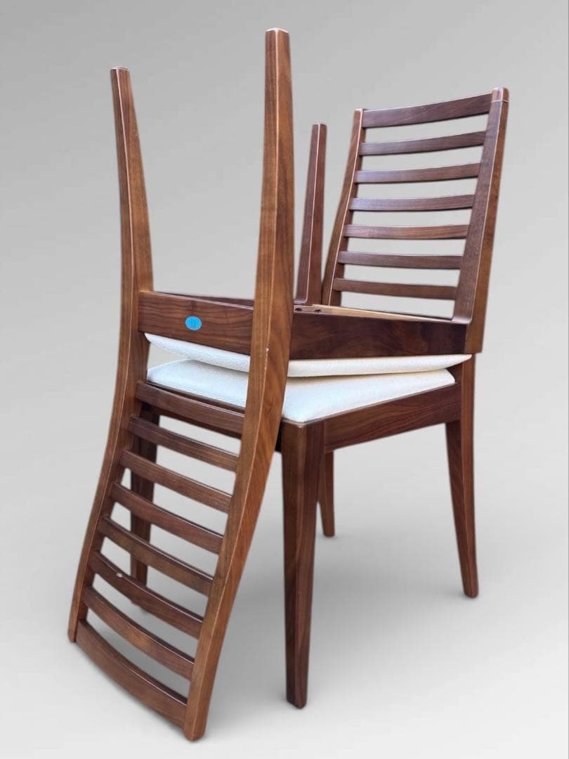 ②秋田木工 IDC大塚家具 ダイニングチェア ラダーバック 曲げ木 2脚