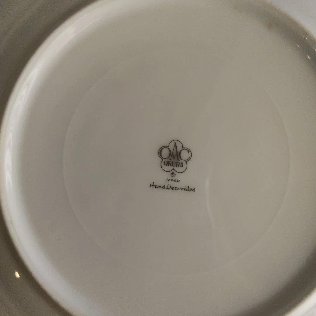 大倉陶園　色蒔き　クリーム　ライトグリーン　合計16枚　19.8cm