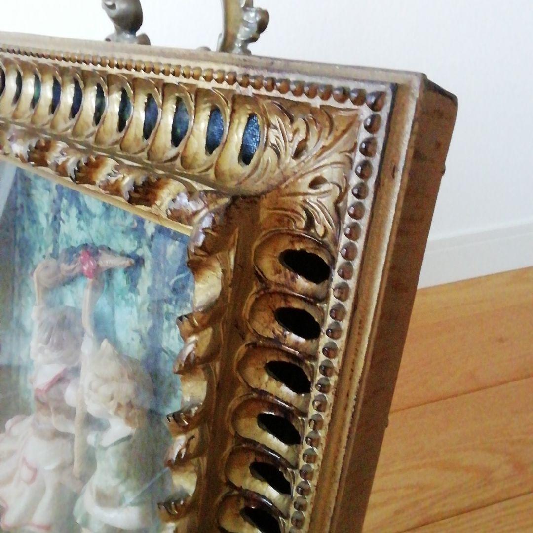 イタリア製　ビンテージ　額　立体絵画