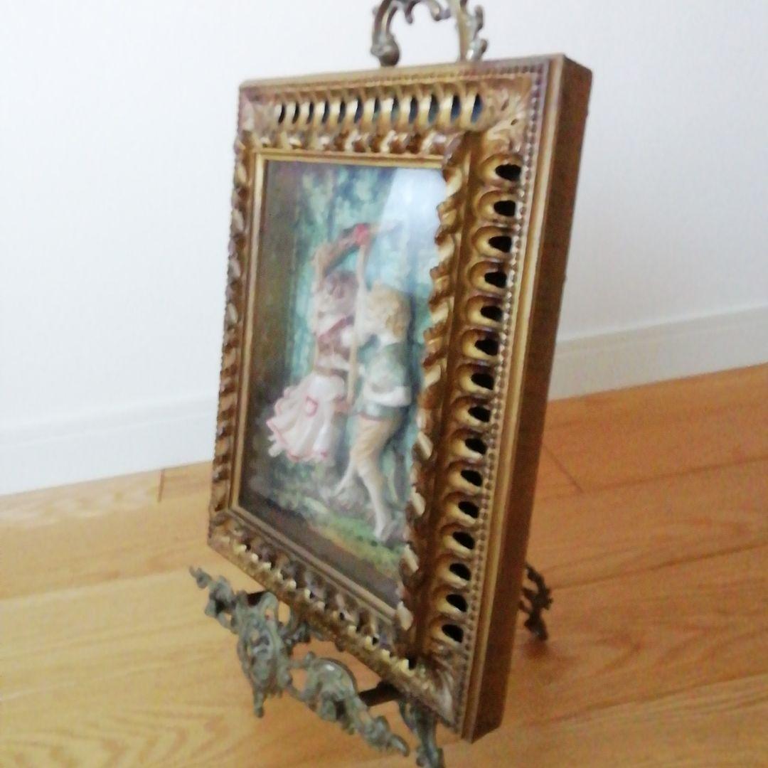 イタリア製　ビンテージ　額　立体絵画