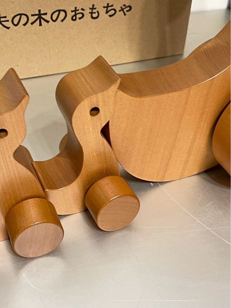 寺内定夫 あひるのおやこ 木のおもちゃ 木製 アヒル 車輪付き【希少