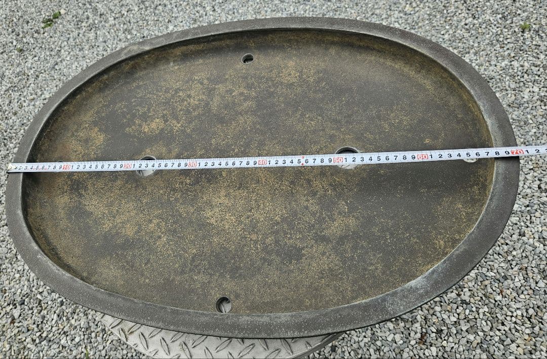 緑泥楕円皿鉢/千秋造/落款/寄せ植え/盆栽/大型/楕円鉢 緑泥楕円皿