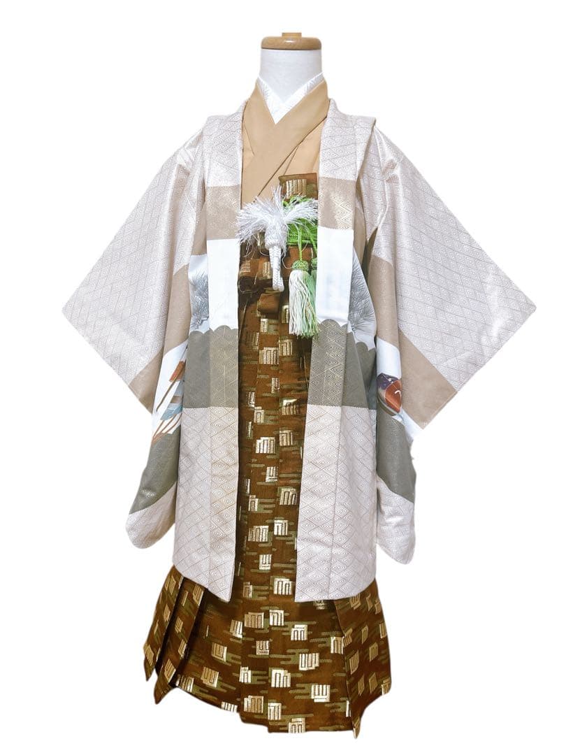 上品なフルセット♡七五三　5歳　男の子　一式　ベージュ　白　大きめ