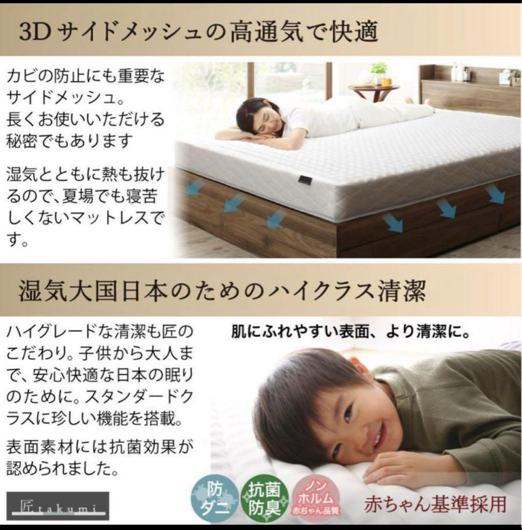 未使用訳あり　真空圧縮ロールでお届け 　匠モデルマットレス　セミダブル　ブラック