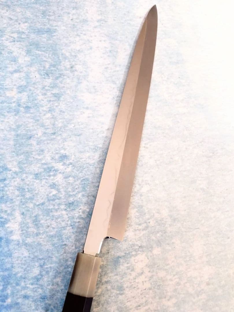 [未使用]　柳刃包丁　高鳳水本焼　富士波平鏡面　白変わり水牛黒檀八角柄　尺一