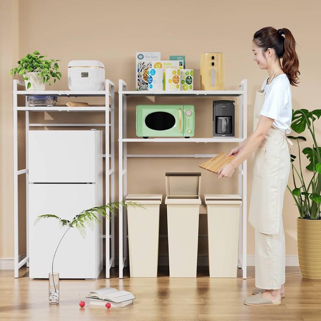 ゴミ箱上ラック 高さ126cm オープンラック 横幅伸縮キッチン収納