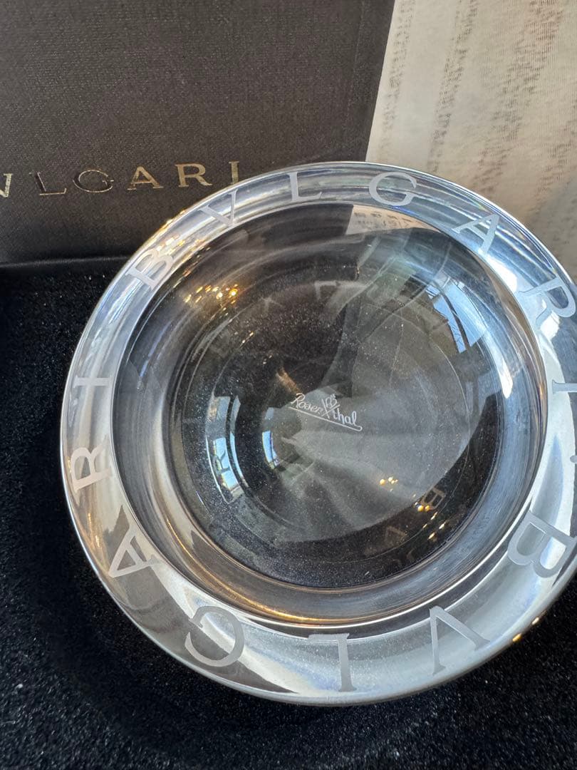 BVLGARI 高級クリスタル灰皿 直径12cm 未使用