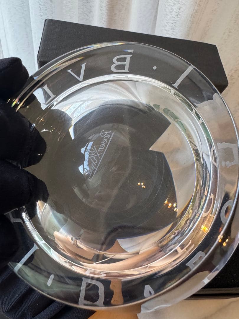 BVLGARI 高級クリスタル灰皿 直径12cm 未使用