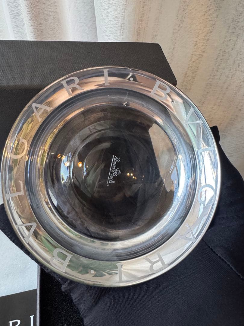 BVLGARI 高級クリスタル灰皿 直径12cm 未使用