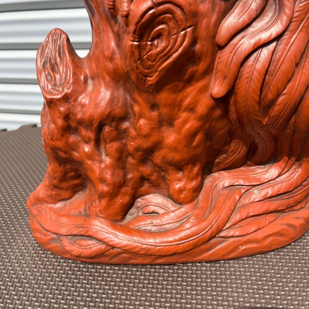 茶色 陶器製 ニワトリ彫刻