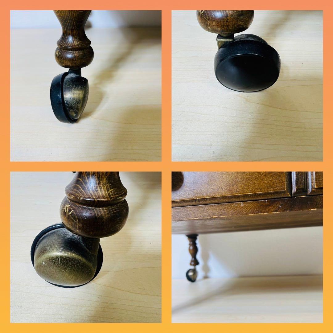 【希少】najico ナジコ ワゴン ガラス天板 引き出し キャスター