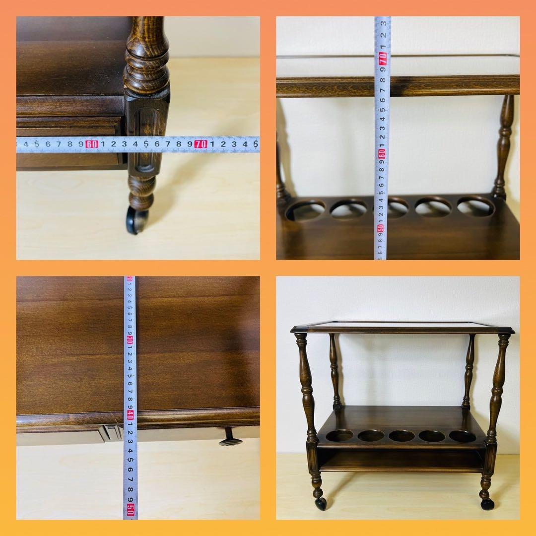 【希少】najico ナジコ ワゴン ガラス天板 引き出し キャスター