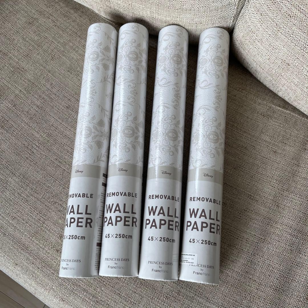 新品 フランフラン ディズニー プリンセス コラボ 壁紙 ベージュ 4本セット