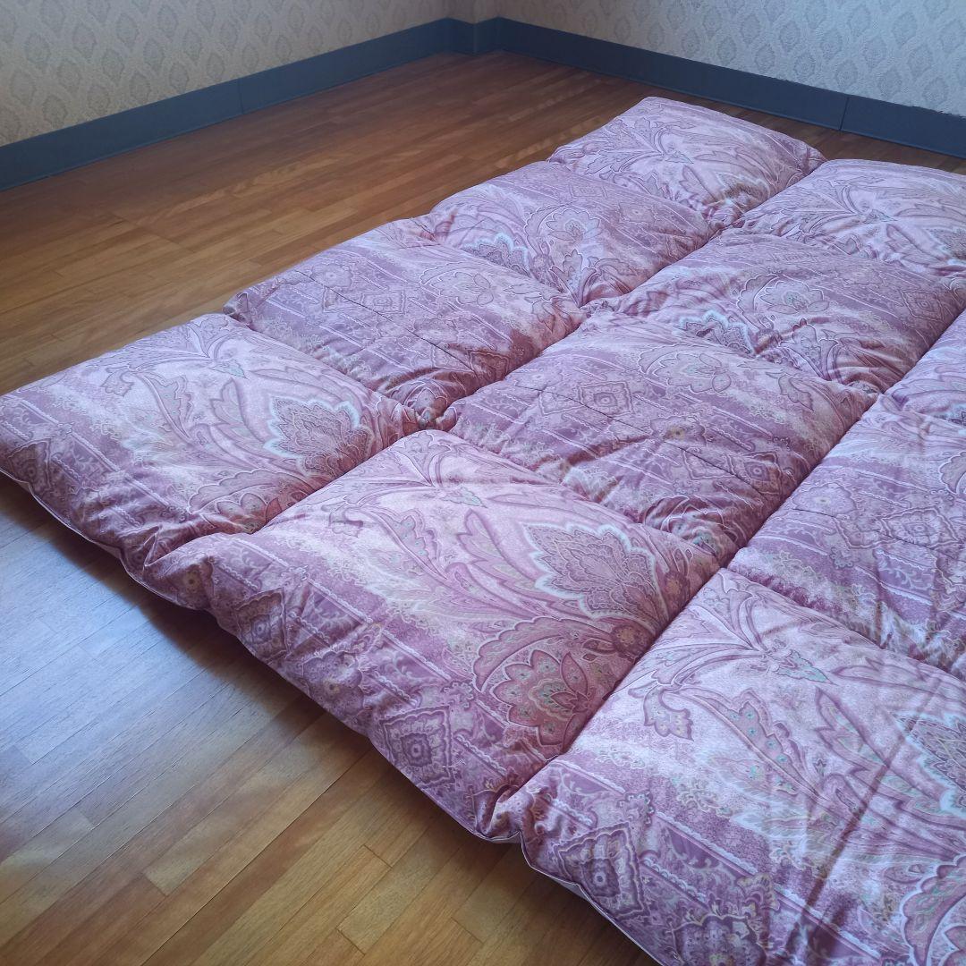 ホテル仕様 羽毛を越えた 掛け布団 極厚 体圧分散 敷布団 ペアセット日本製⑪