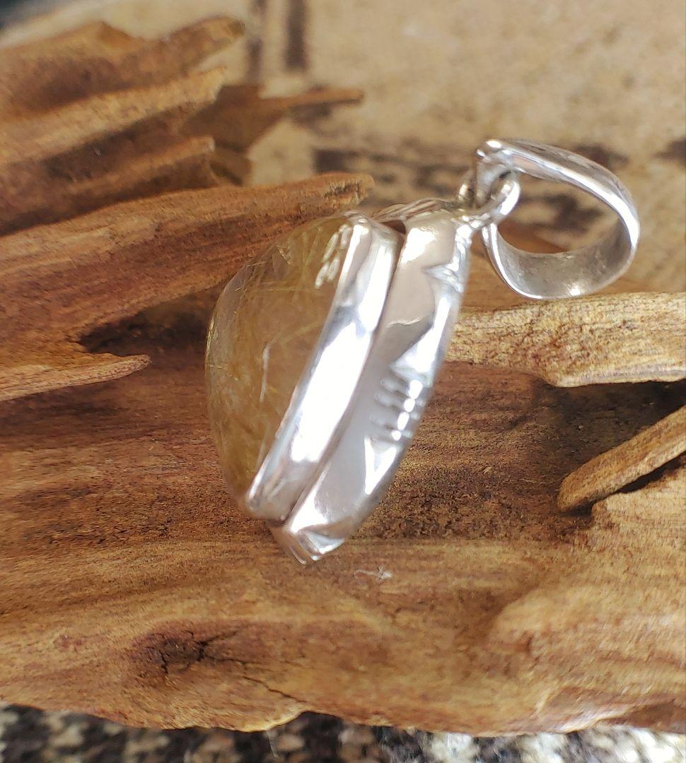 高品質　ルチルクォーツ　ペンダントトップ　シルバー　silver925