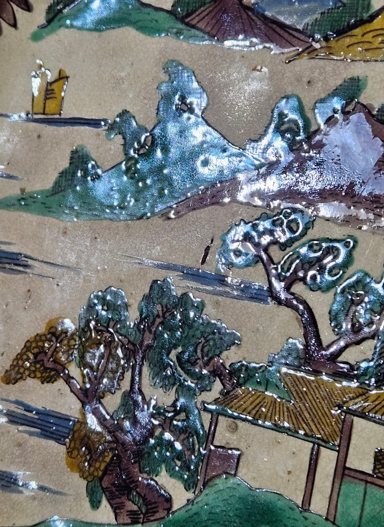 名品❗】 江戸時代末期 古九谷 再興九谷 青手九谷 楼閣山水図 角福