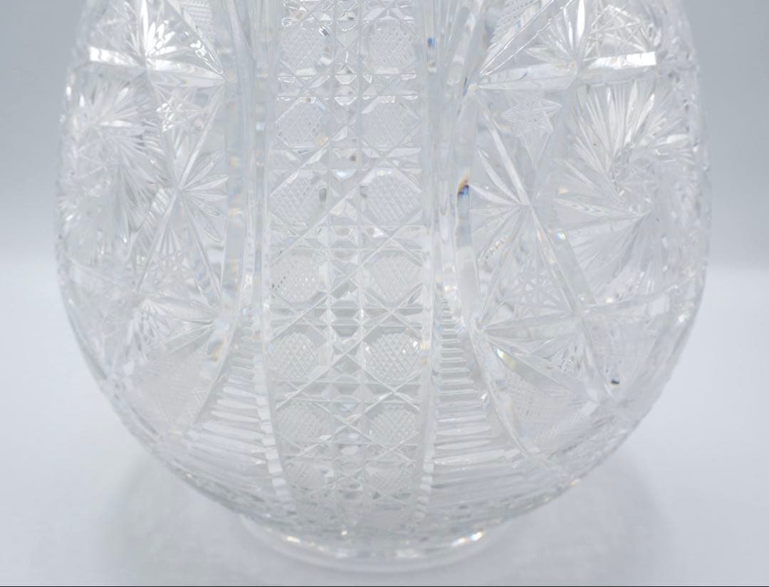 希少 大型 バルソビア ハンドカット クリスタル花瓶 ポーランド製