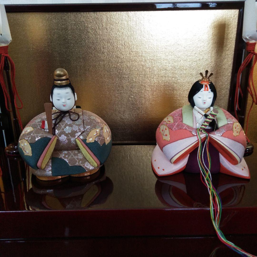 梅の扇 雛飾り 親王飾り きめこみ賀茂雛 玉秀作