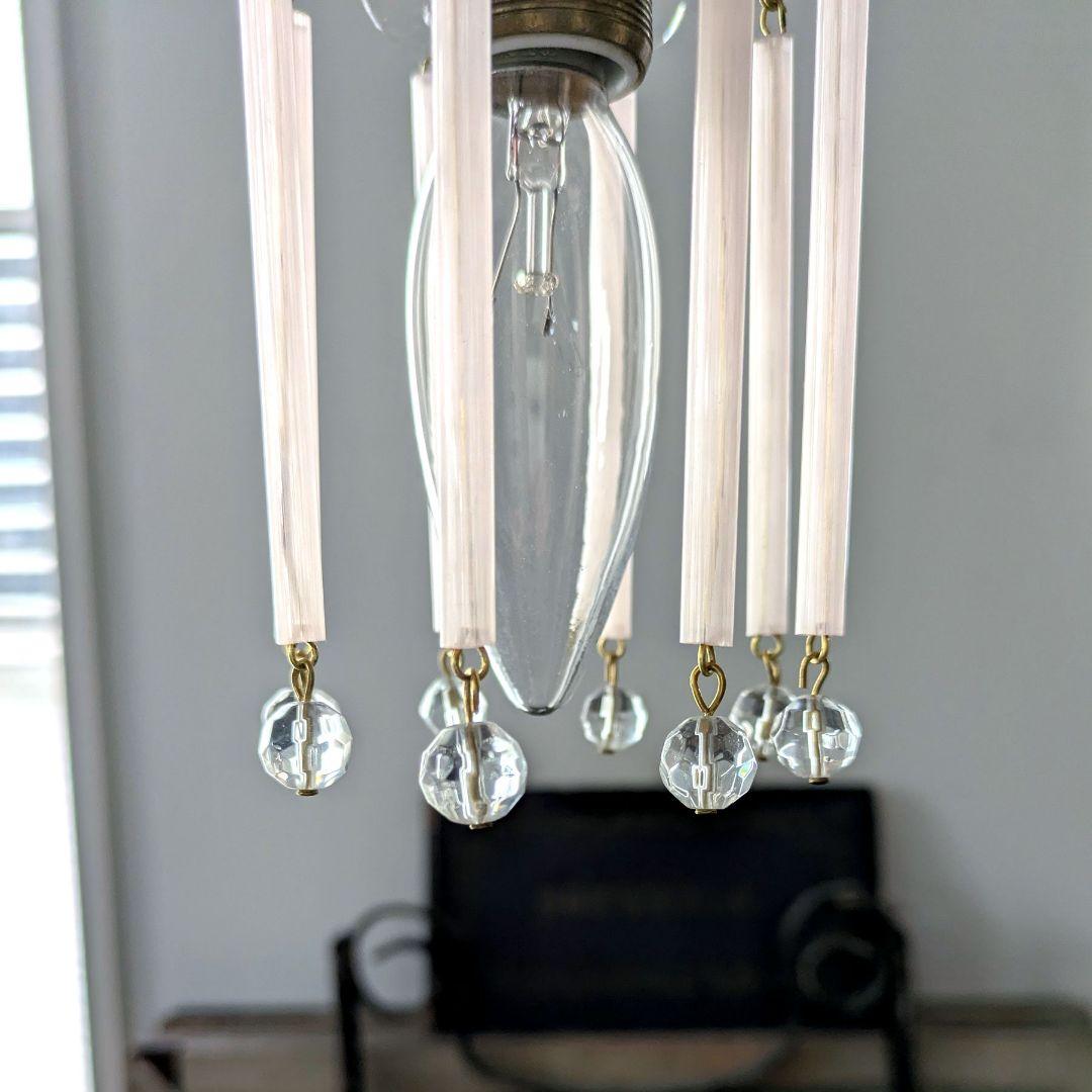 dフランスアンティーク　ピンクオパリンストロードロップ　ミニシャンデリアシェード