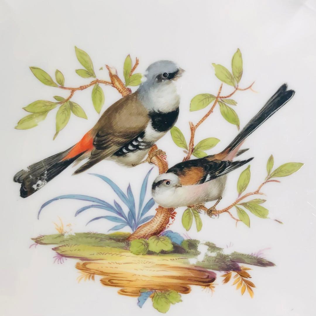Meissenマイセン/※極珍品 1級品 上級背面装飾 鳥昆虫 飾り皿 プレート