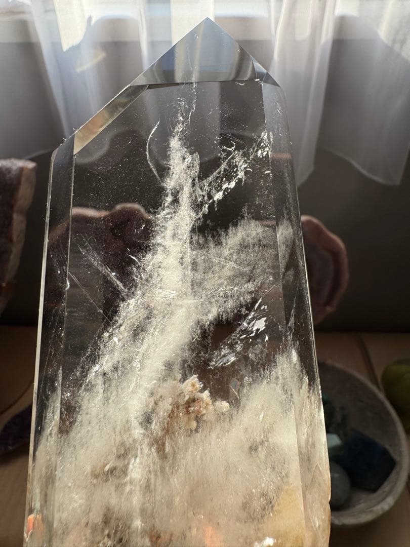 影まで美しい！抜群の透明感 高品質ガーデンクォーツ ハーフポリッシュ