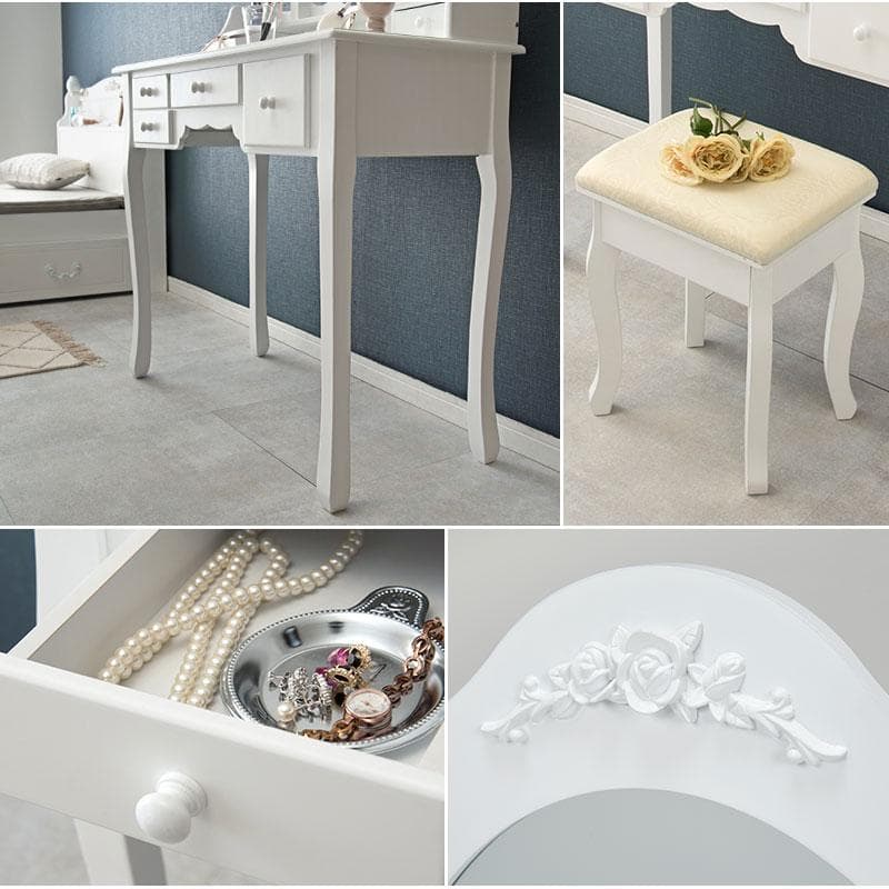 三面鏡ドレッサーセット スツール付き [8001]