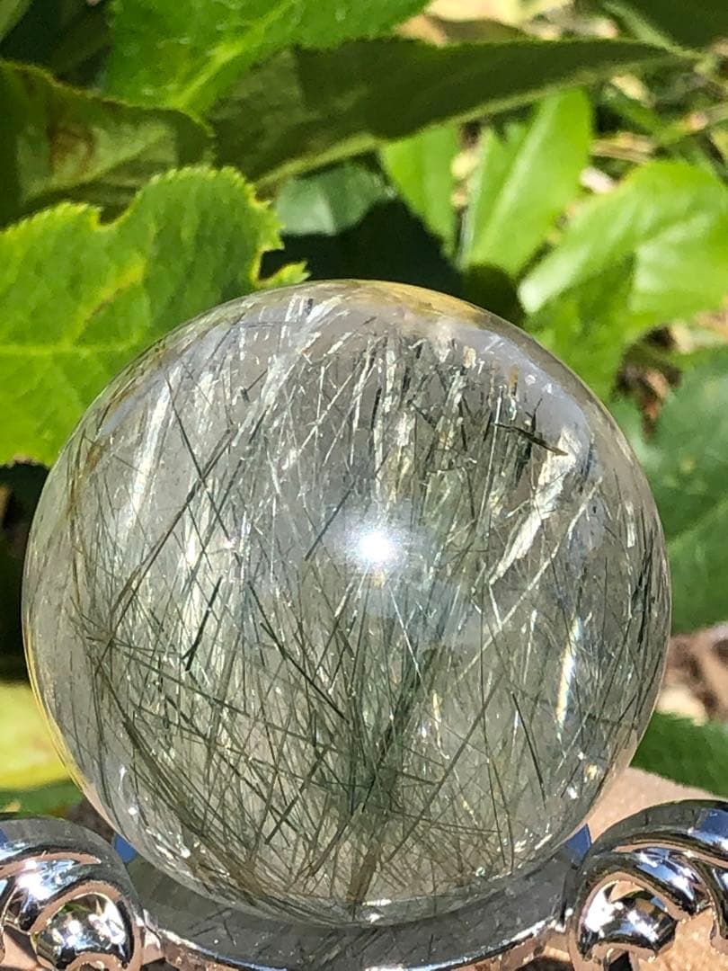 ✨51mm 超レア　❤️グリーン　ルチル 丸玉 スフィア 水晶 パワーストーン