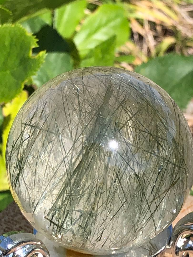 ✨51mm 超レア　❤️グリーン　ルチル 丸玉 スフィア 水晶 パワーストーン