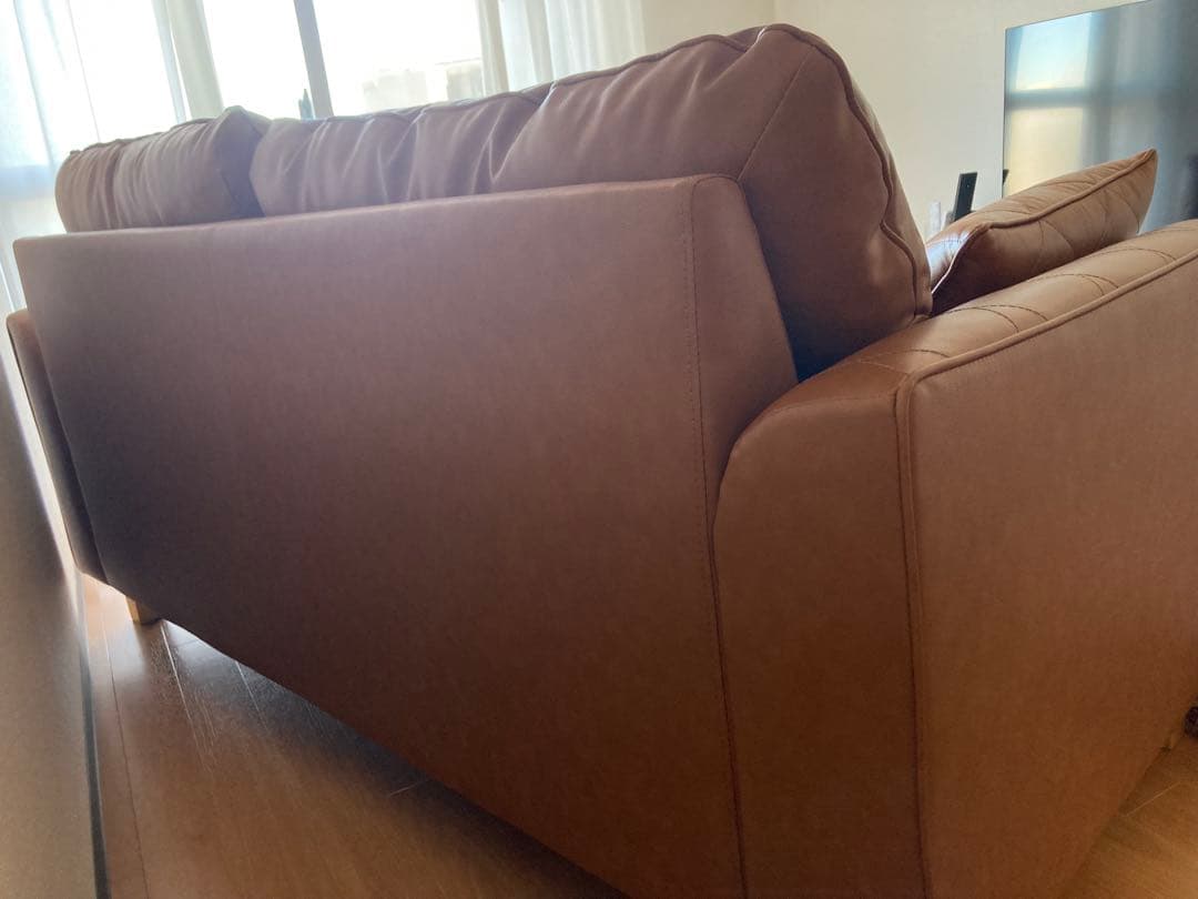 【超美品】NOCE ソファ キャメル 本革+PVC 2人掛け 3人掛け