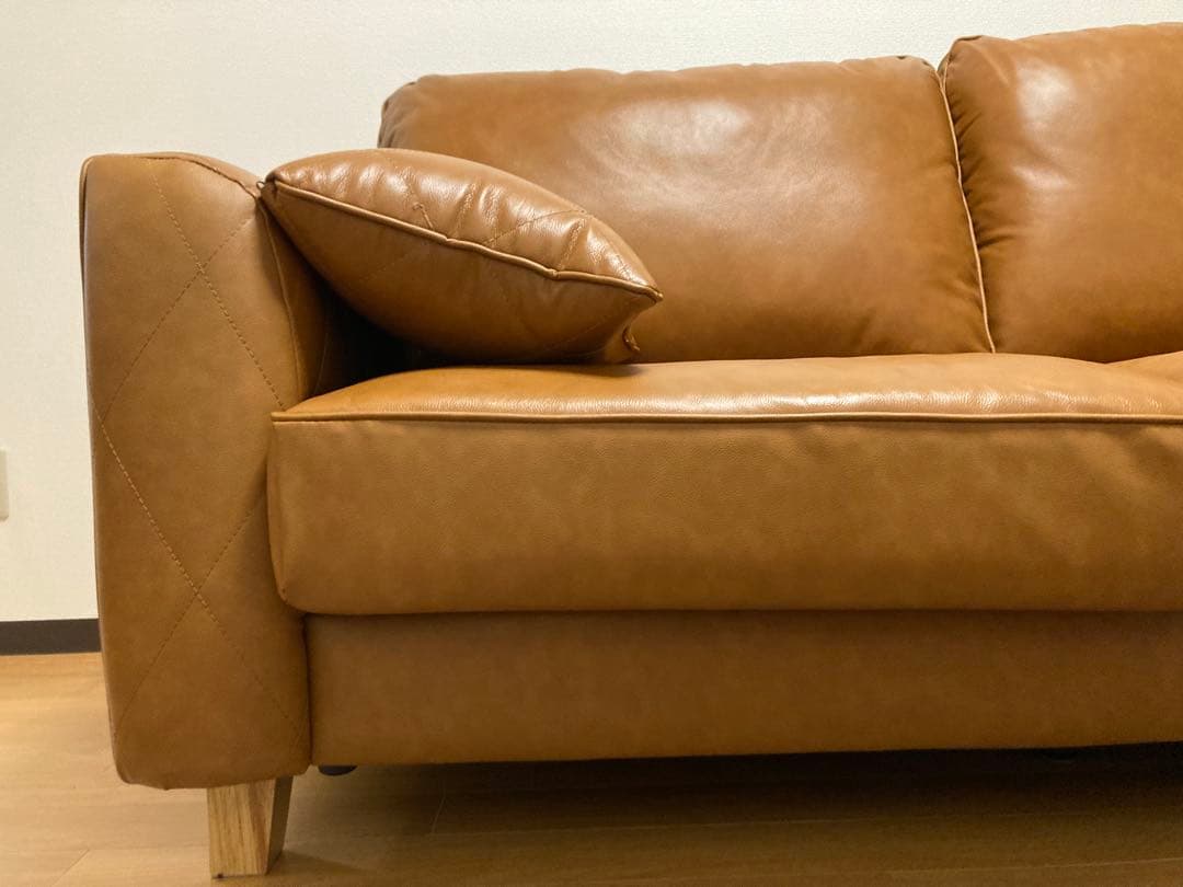 【超美品】NOCE ソファ キャメル 本革+PVC 2人掛け 3人掛け