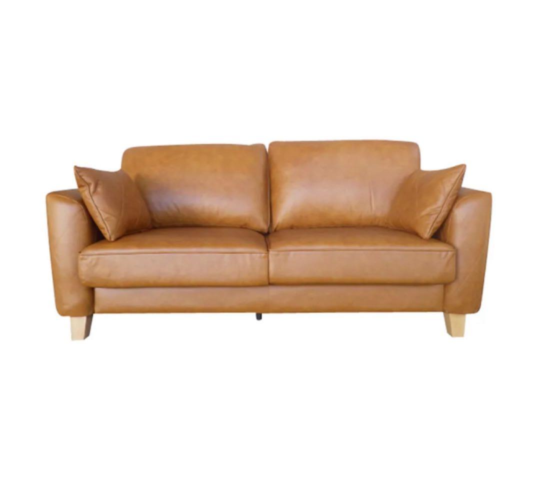 【超美品】NOCE ソファ キャメル 本革+PVC 2人掛け 3人掛け