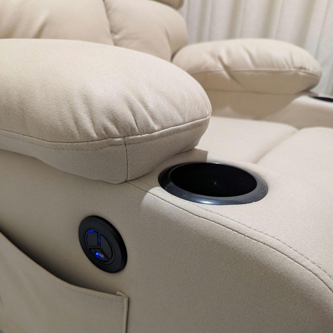 送料込 美品 電動リクライニングソファ 1人掛け ソファ USBポート ベージュ