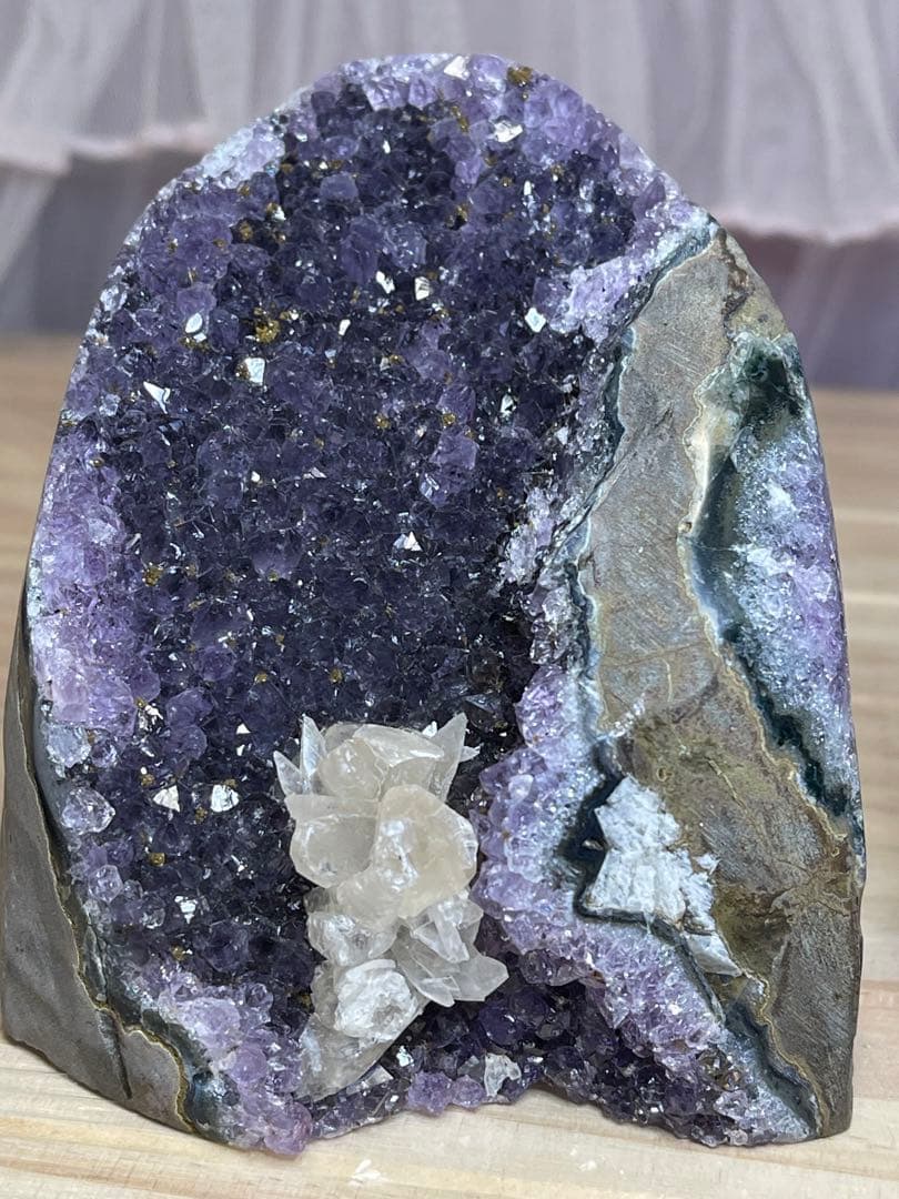 綺麗　天然石　濃いアメジストクラスター　とハット　2点セット