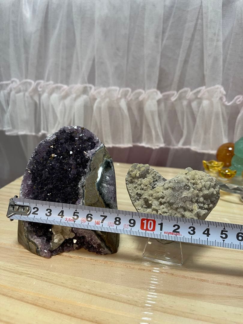 綺麗　天然石　濃いアメジストクラスター　とハット　2点セット