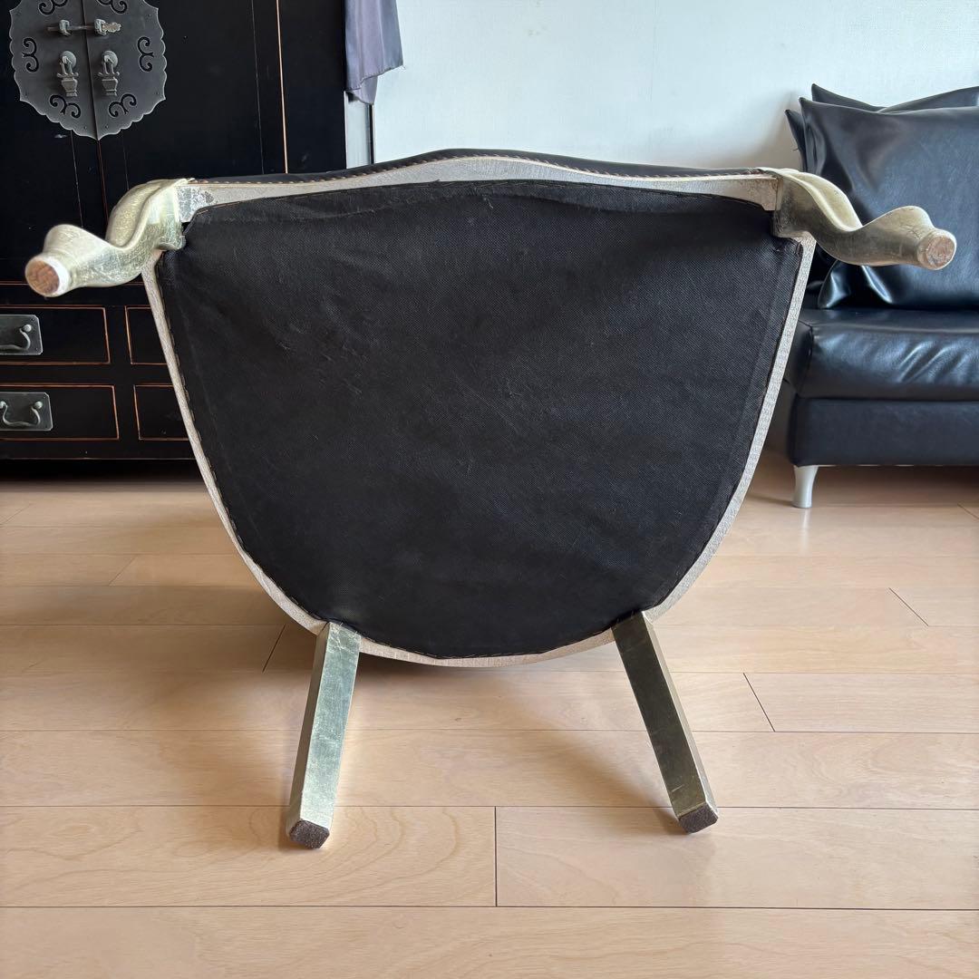 クラシック アームチェア 猫足 1人掛けソファ 本革 イタリア製 ロココ 椅子