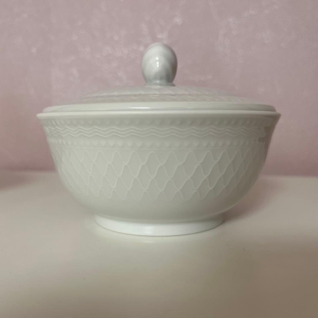 ◆廃番希少◆ロイヤルコペンハーゲン◆ホワイトパルメッテ◆蓋付きボウル3セット◆