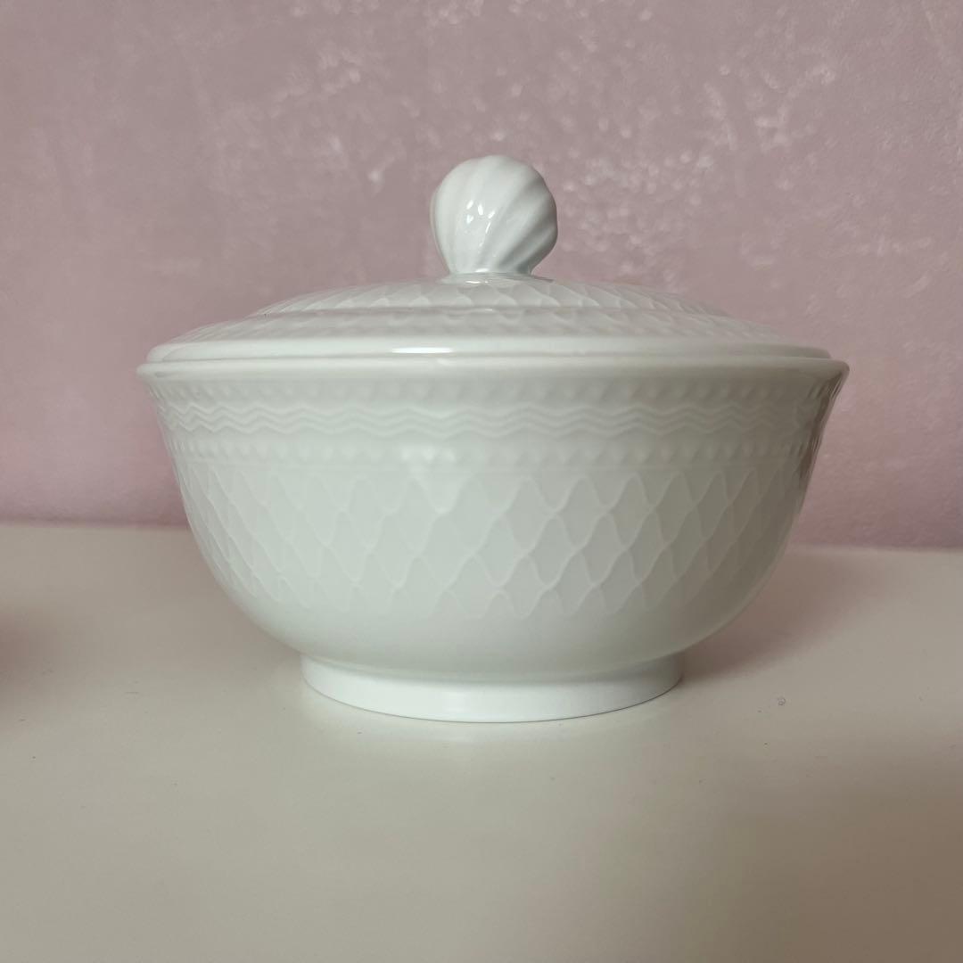 ◆廃番希少◆ロイヤルコペンハーゲン◆ホワイトパルメッテ◆蓋付きボウル3セット◆