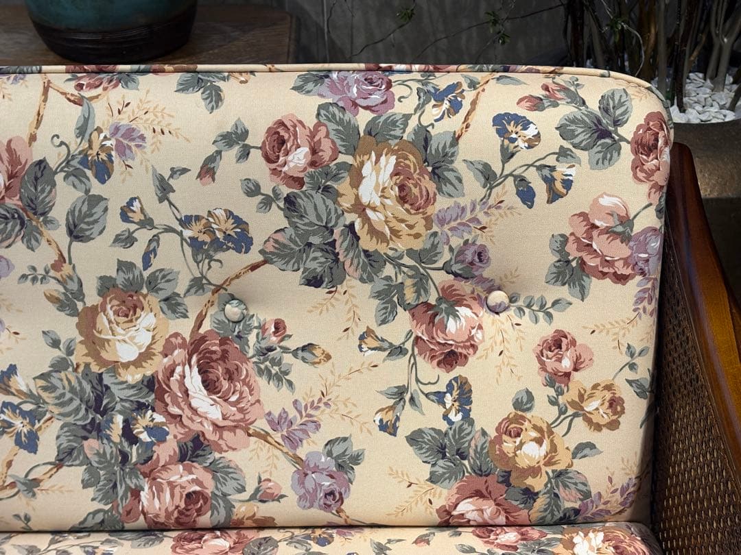 karimoku カリモク 3人掛けソファ 3Pソファ 花柄 ビンテージ nY