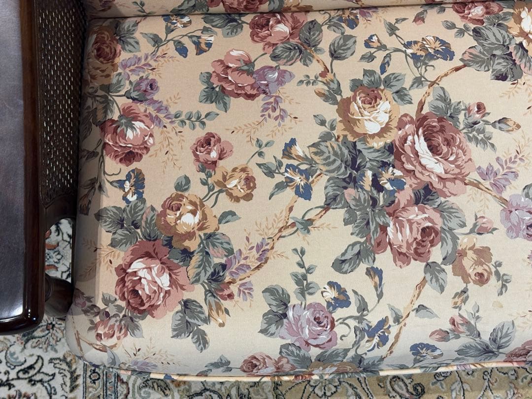 karimoku カリモク 3人掛けソファ 3Pソファ 花柄 ビンテージ nY