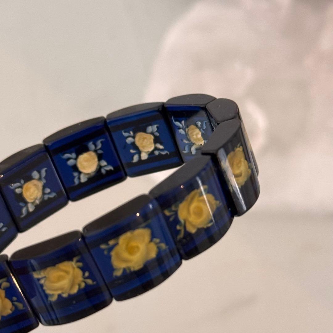 【特価★美品】サファイアブルーアンバー 天然石　ブレスレット