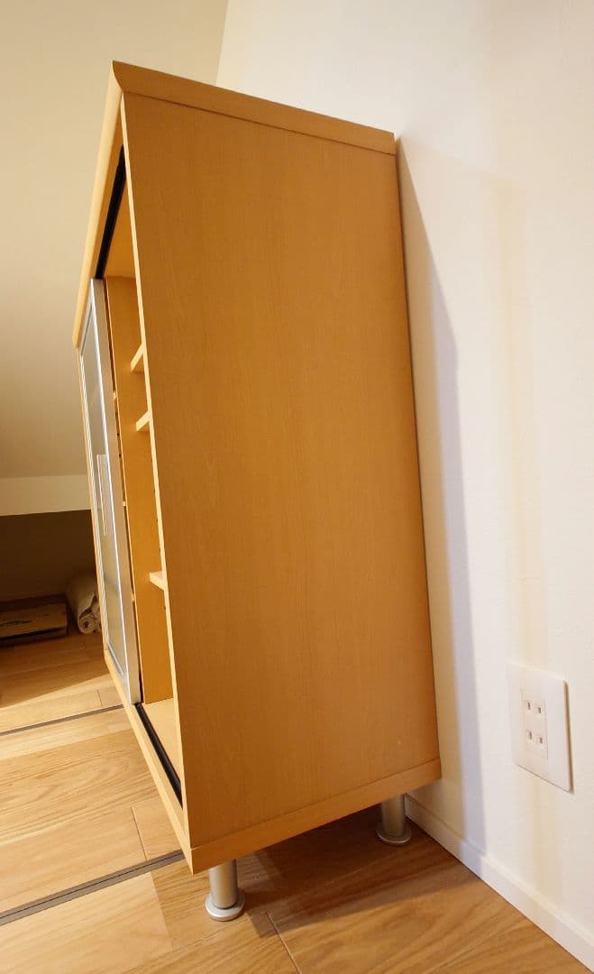 食器棚 引き出し2つ スライドガラス扉付き