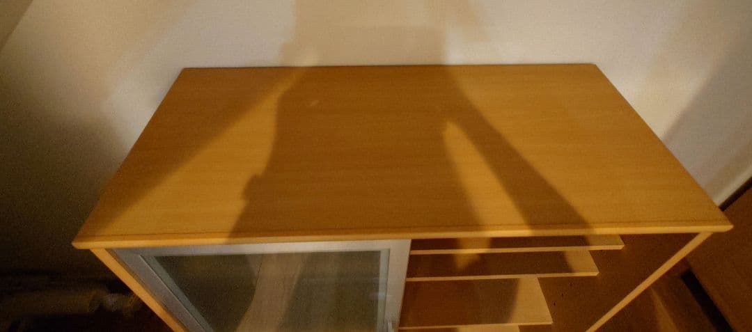 食器棚 引き出し2つ スライドガラス扉付き