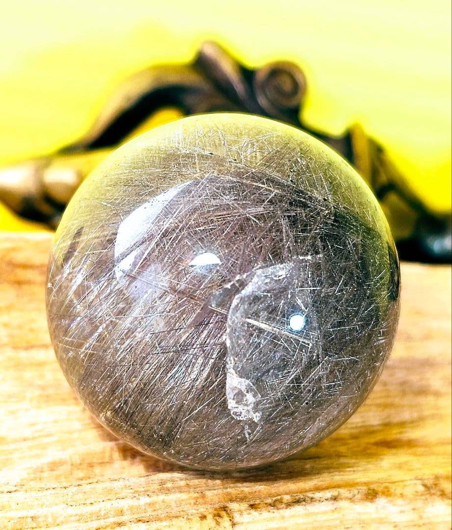針が沢山入った‼️ブラジル産 プラチナシルバールチル 丸玉