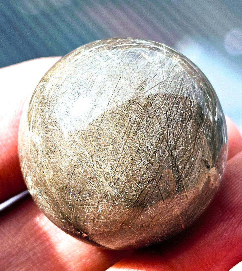 針が沢山入った‼️ブラジル産 プラチナシルバールチル 丸玉