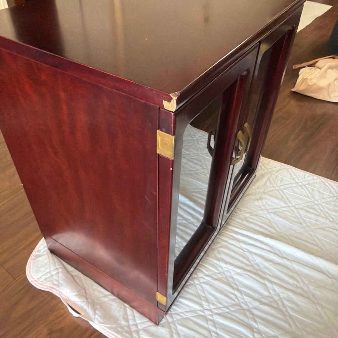 オールドカリモク　観音開き木製ガラスキャビネット