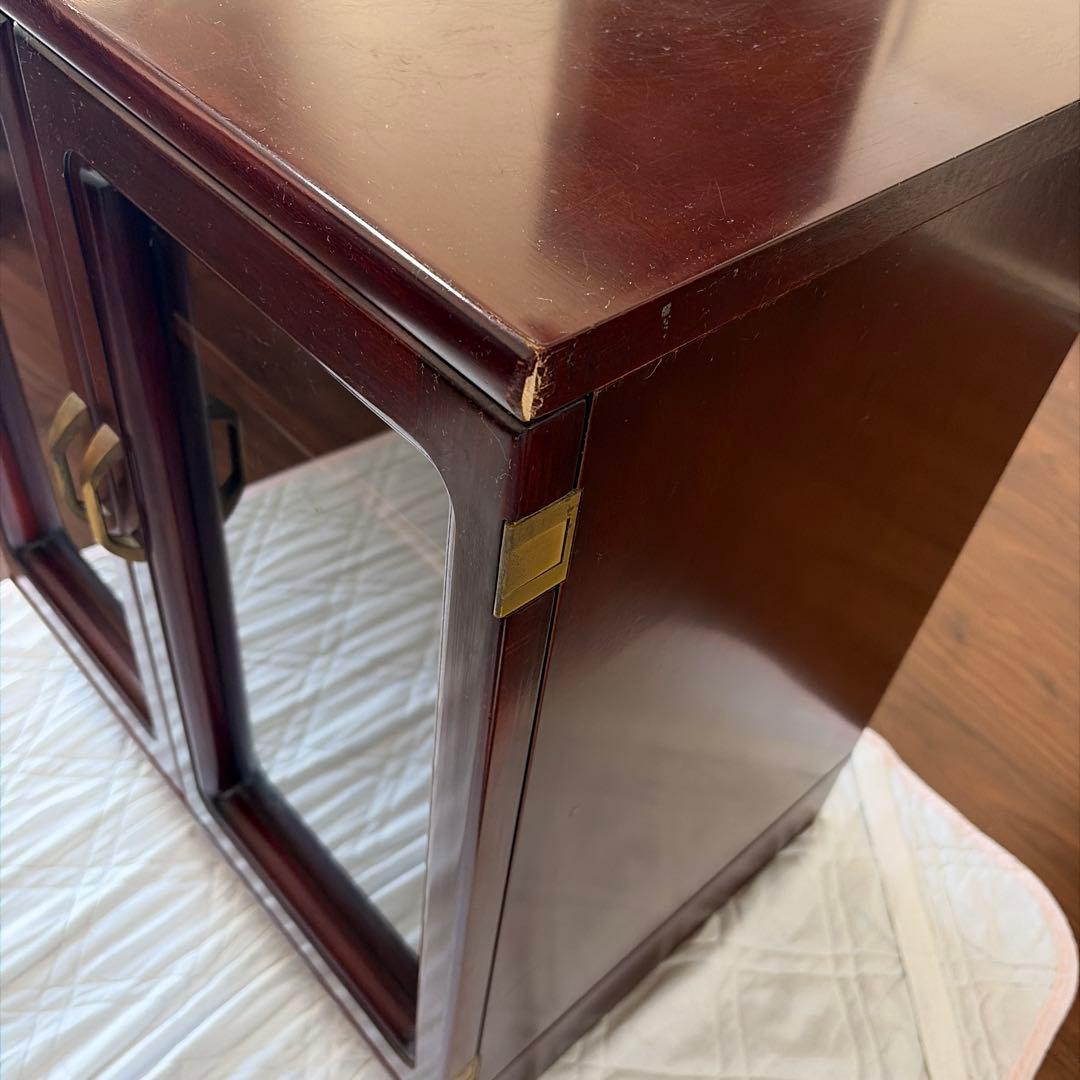 オールドカリモク　観音開き木製ガラスキャビネット