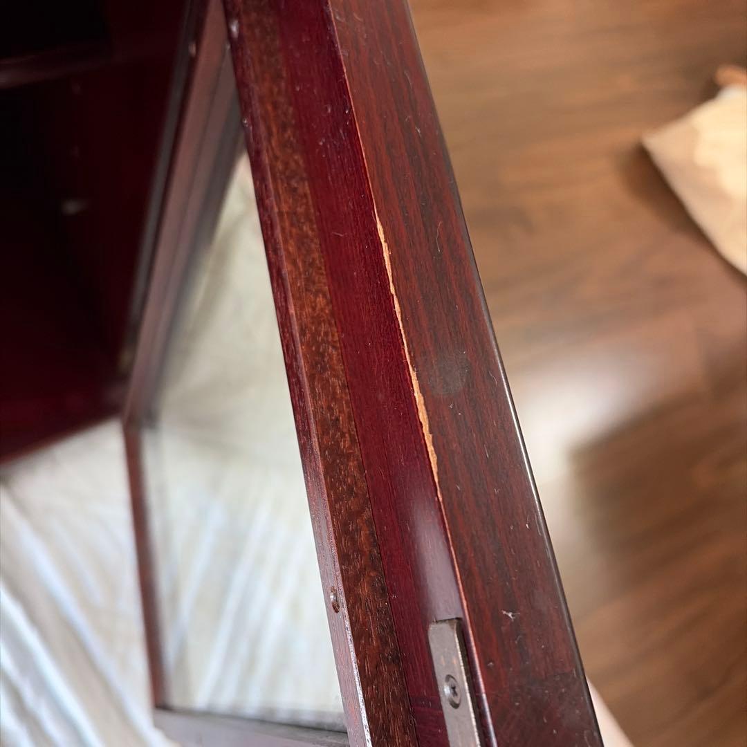 オールドカリモク　観音開き木製ガラスキャビネット