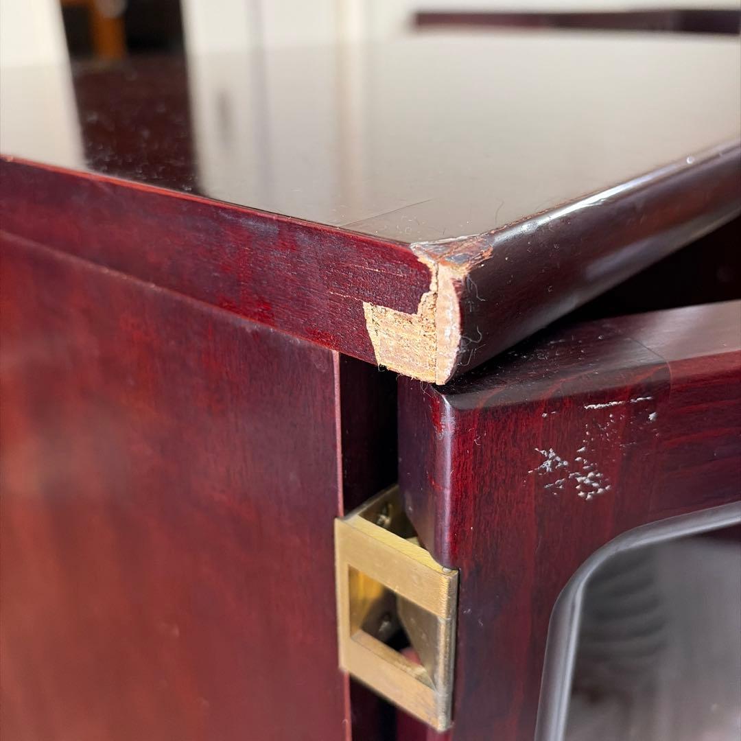 オールドカリモク　観音開き木製ガラスキャビネット