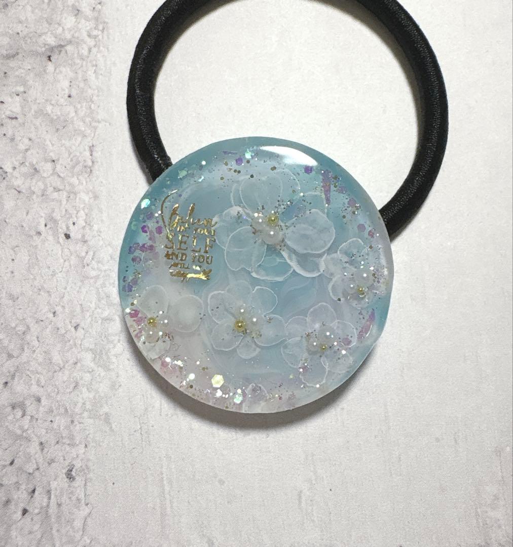 手描きレジン　ハンドメイド　ヘアゴム　3.5cm