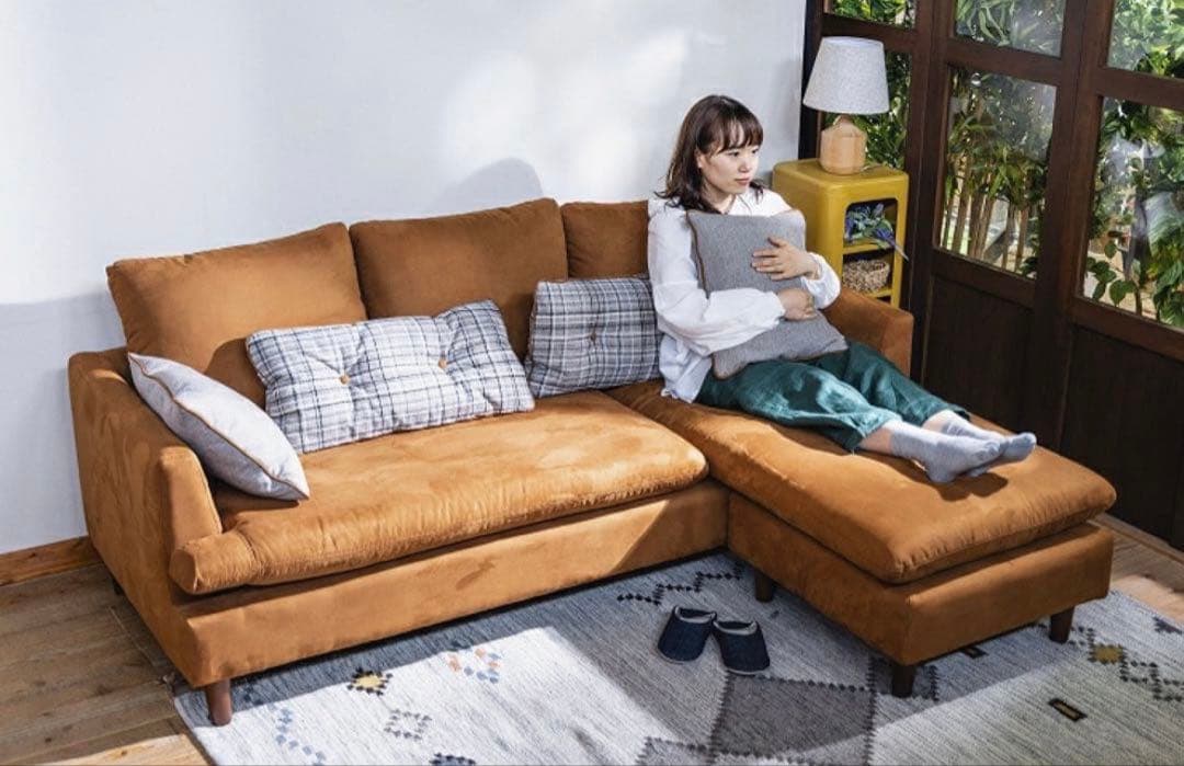 【関家具nora.Annabele】３人掛けカウチソファ美品　洗濯可能　最終価格